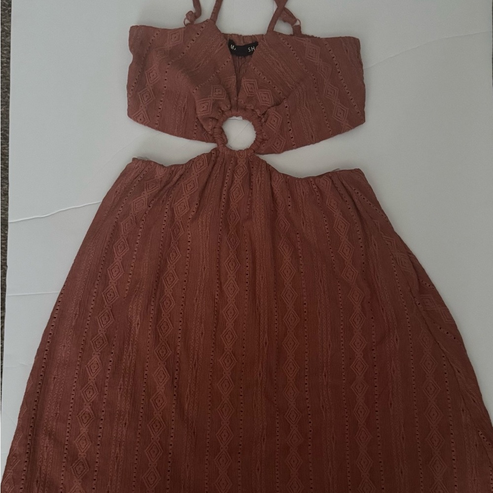 Rust Cutout Midi Dress